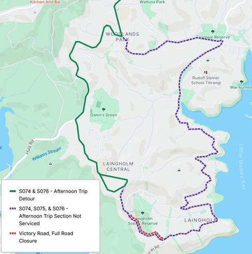 School buses 074 and 076 afternoon detour