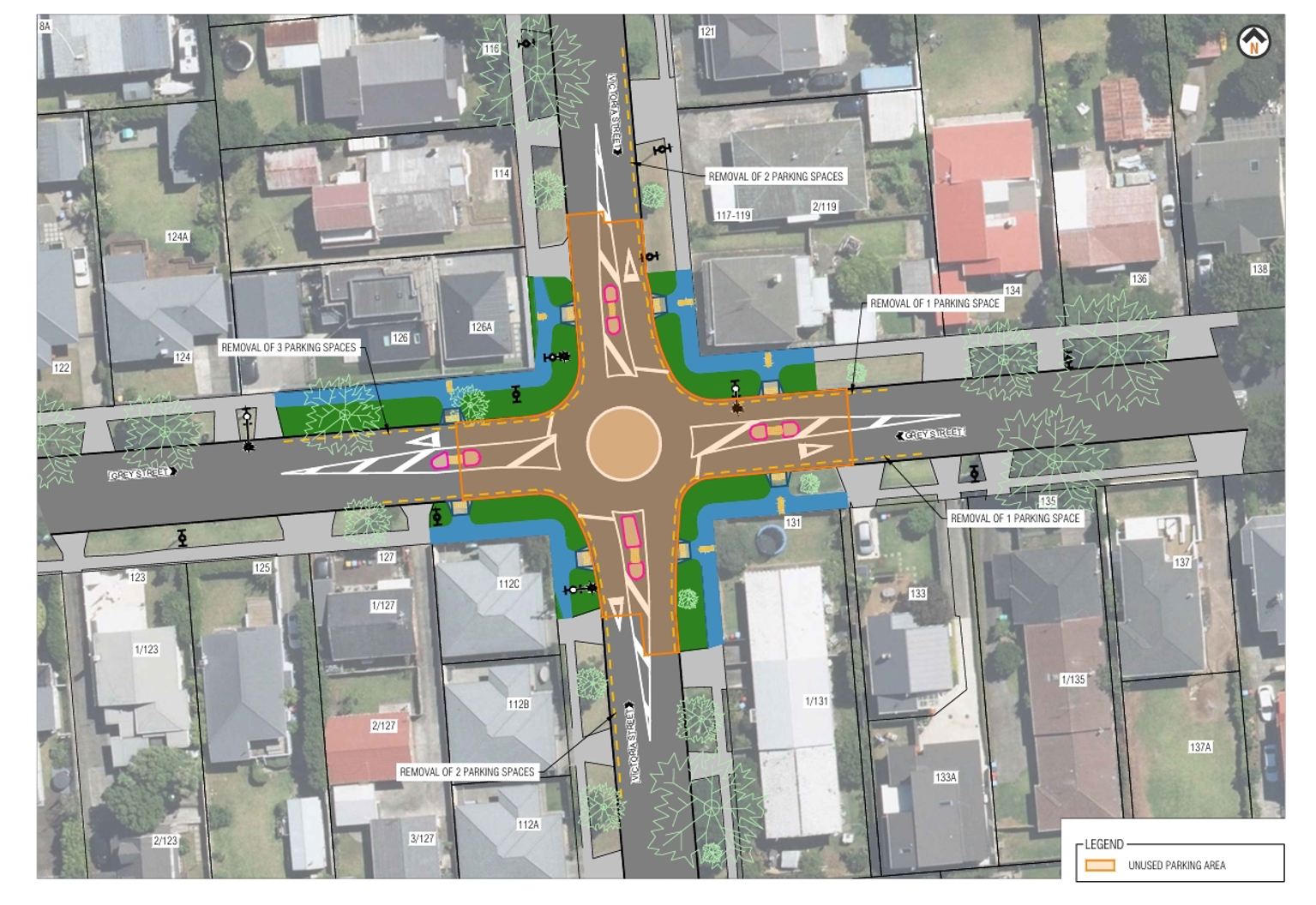 Map showing where the affected carparks will be removed.