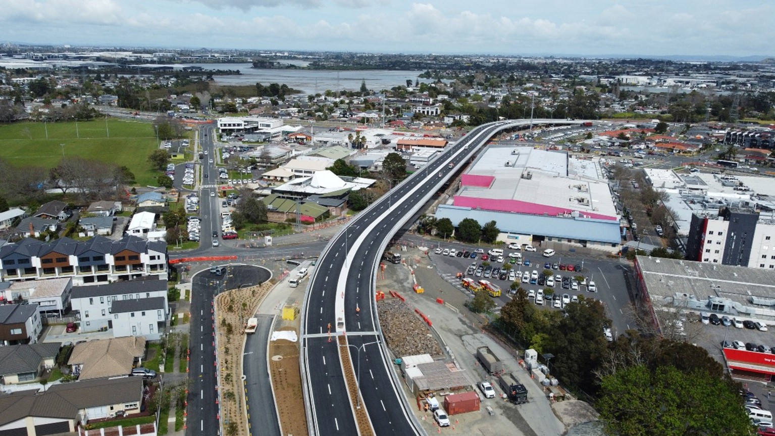 An aerial view of the Ra Hihi flyover.