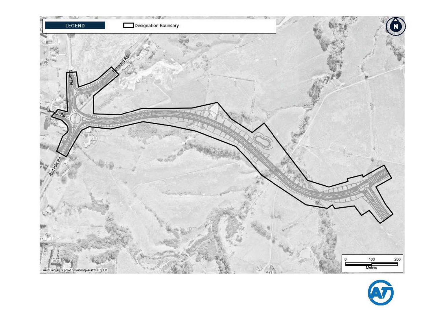 Aerial map showing the project corridor and boundary for this designation.