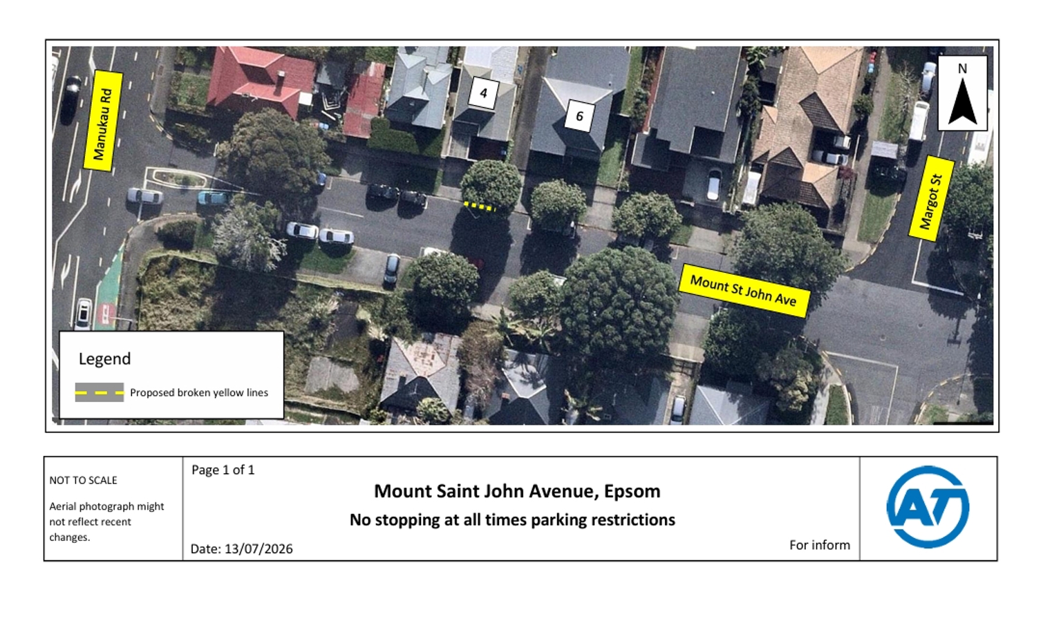 Map showing planned changes for Mount St Johns Avenue Epsom.