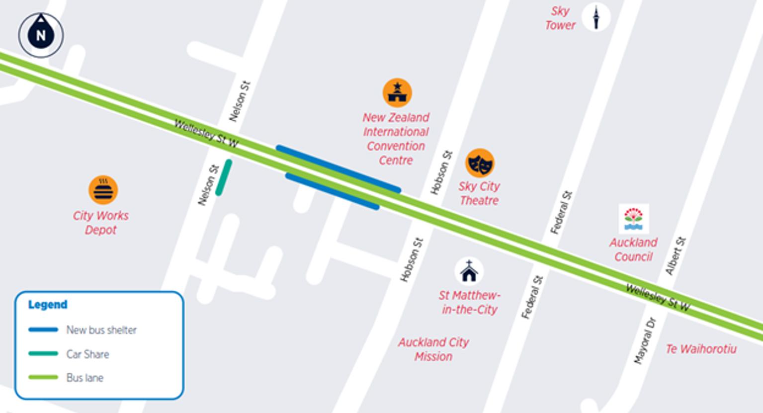 Proposed changes between Albert Street and Nelson Street.