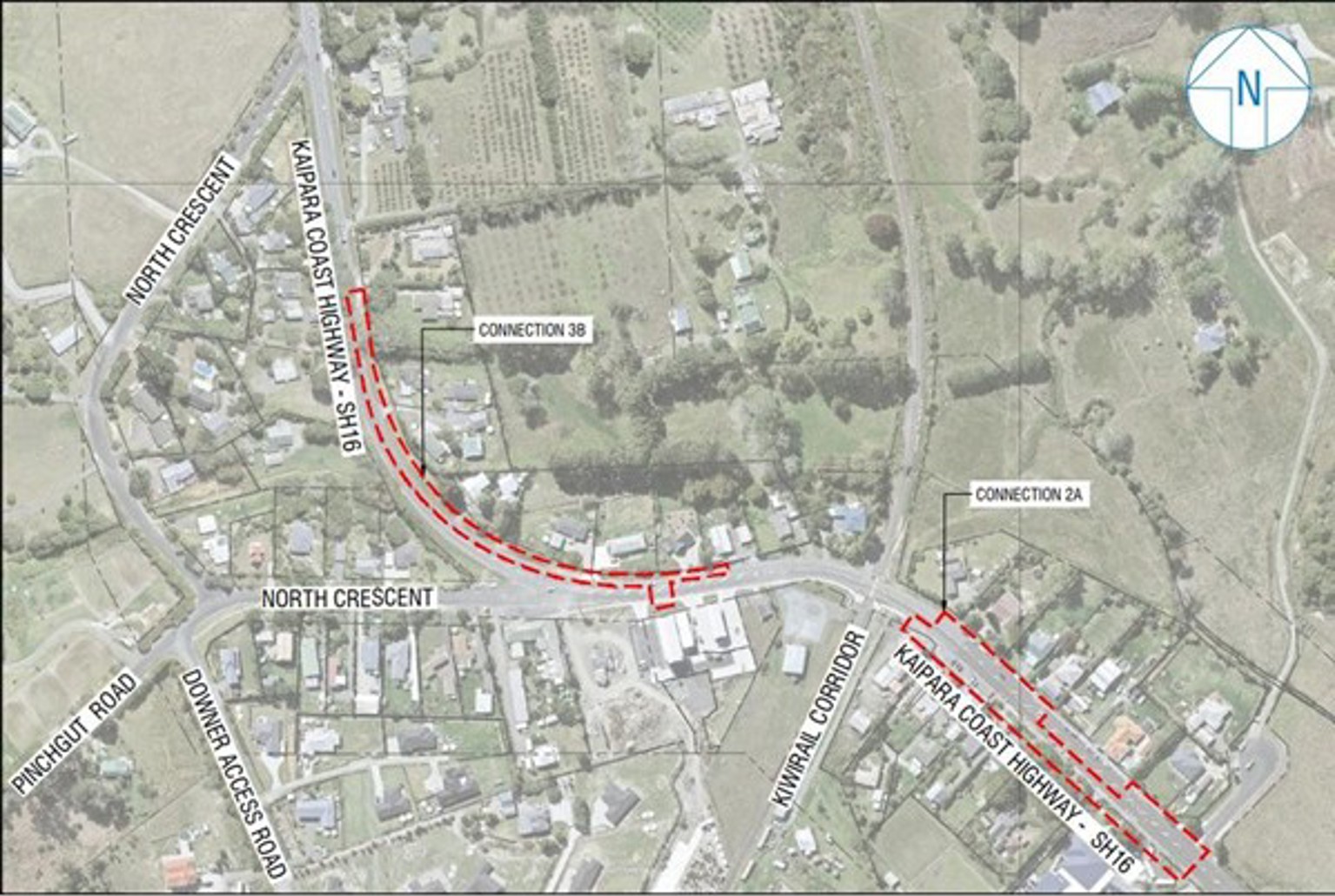 Map showing the location of the works in Kaukapakapa.