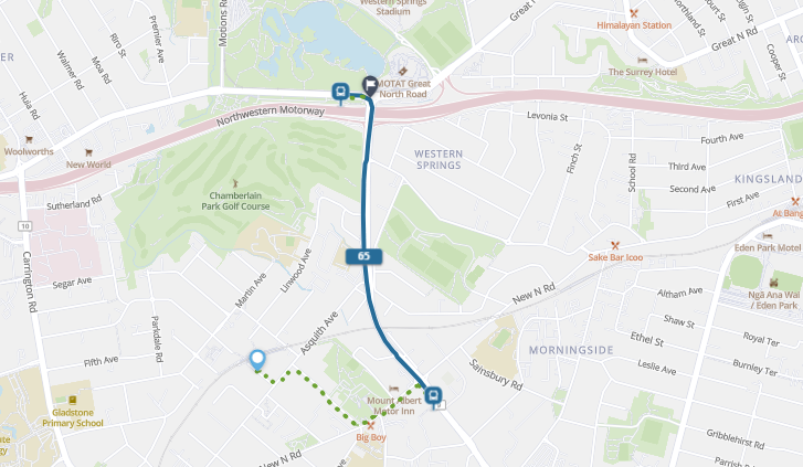 Baldwin Avenue to Western Springs Bowl