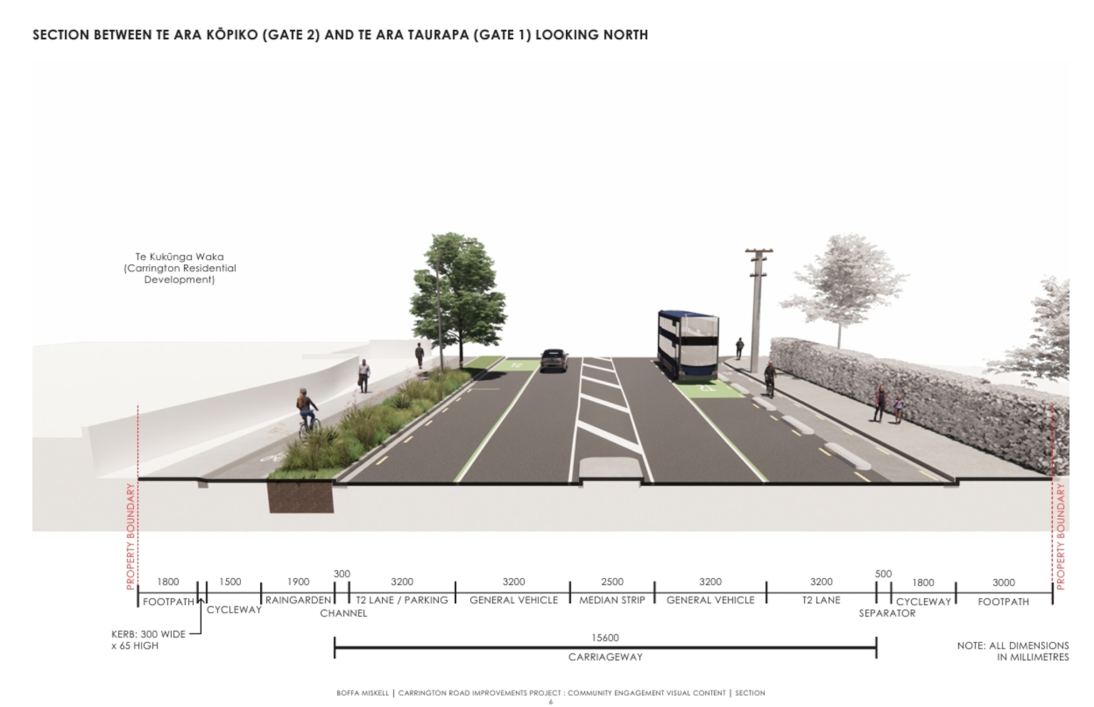 Artists impression of Carrington Road looking north.