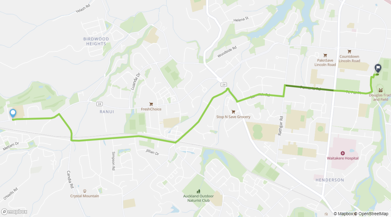 Swanson to The Trusts Arena cycling route map