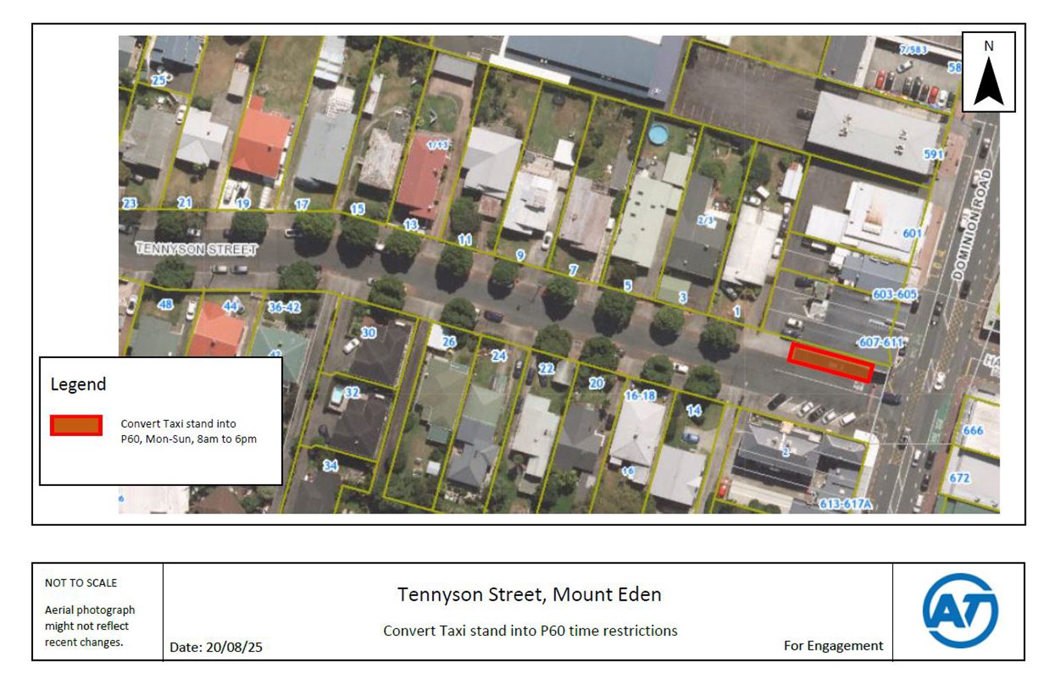 Detailed drawing of the proposed changes to Tennyson Street.
