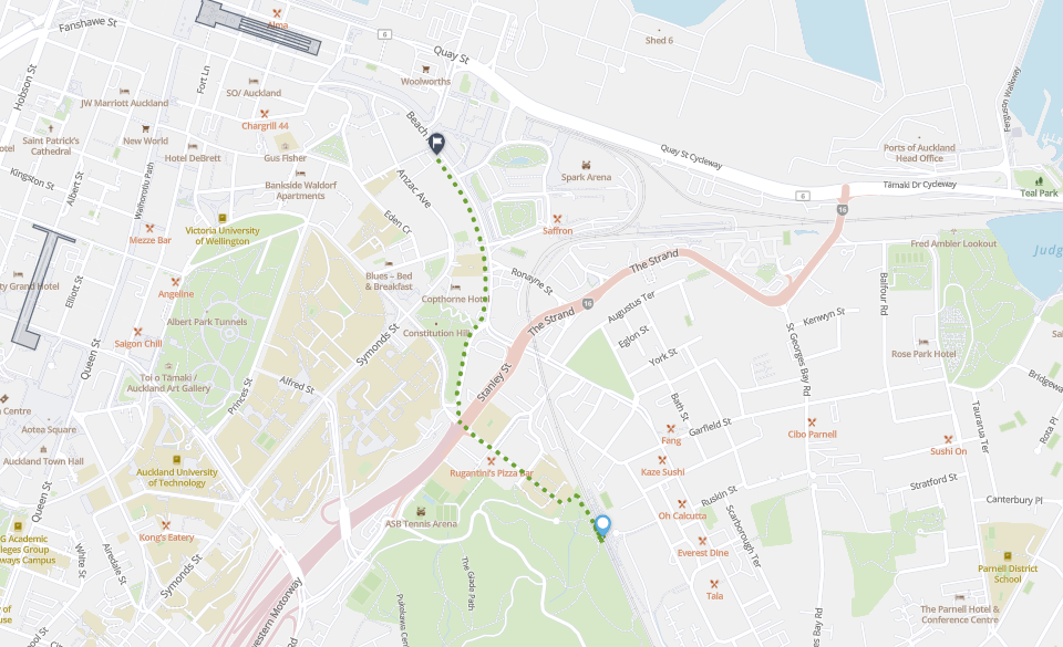 Parnell to Spark Arena walking route