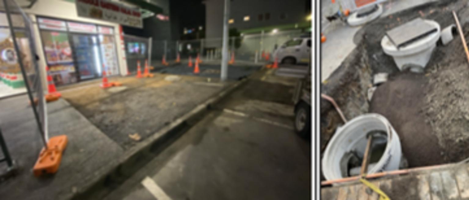 Two photos of the West Coast Road stormwater treatment solutions.