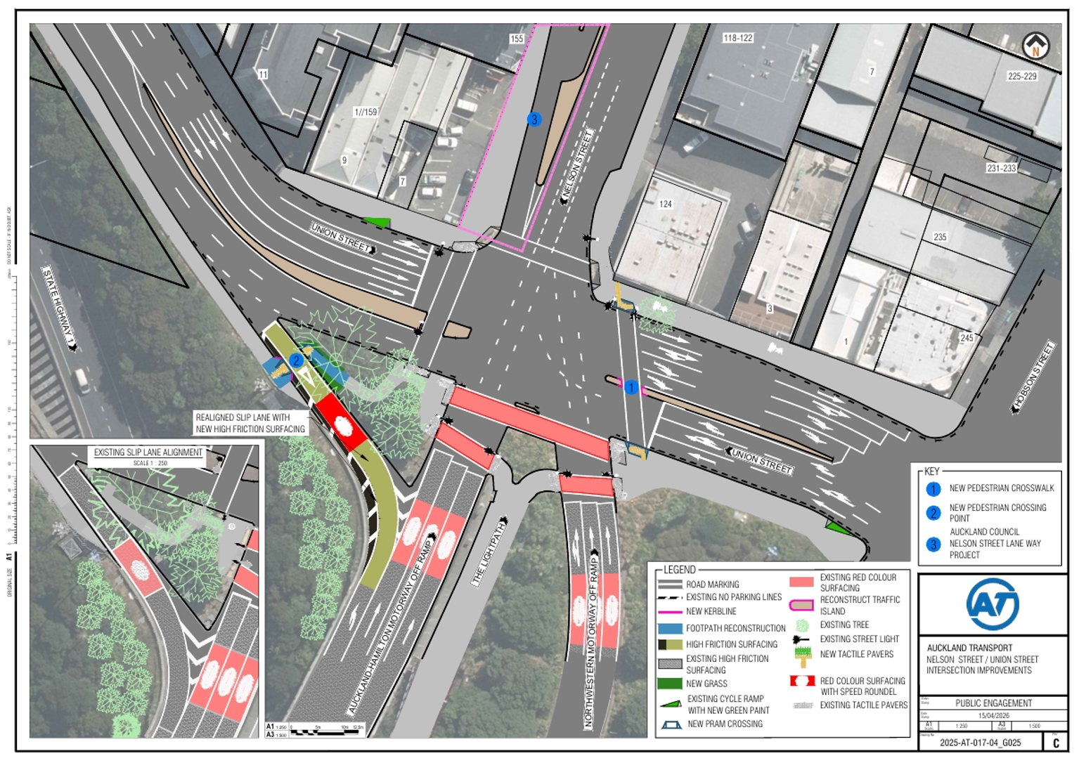 Map showing the proposed changes to Nelson Street and Union Street in 2026.