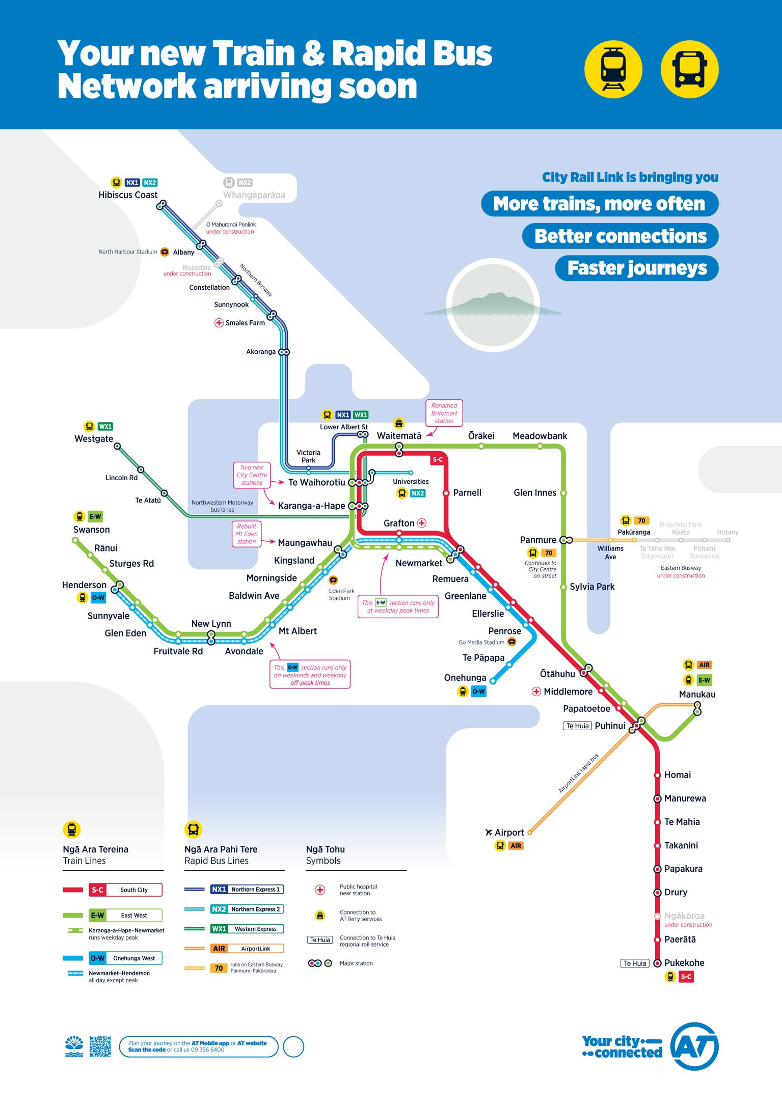 A map of what the rail and rapid transit network will look like when the CRL opens.