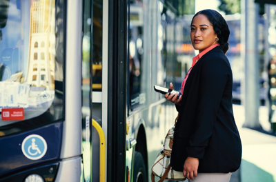 379 Lady Boarding Bus