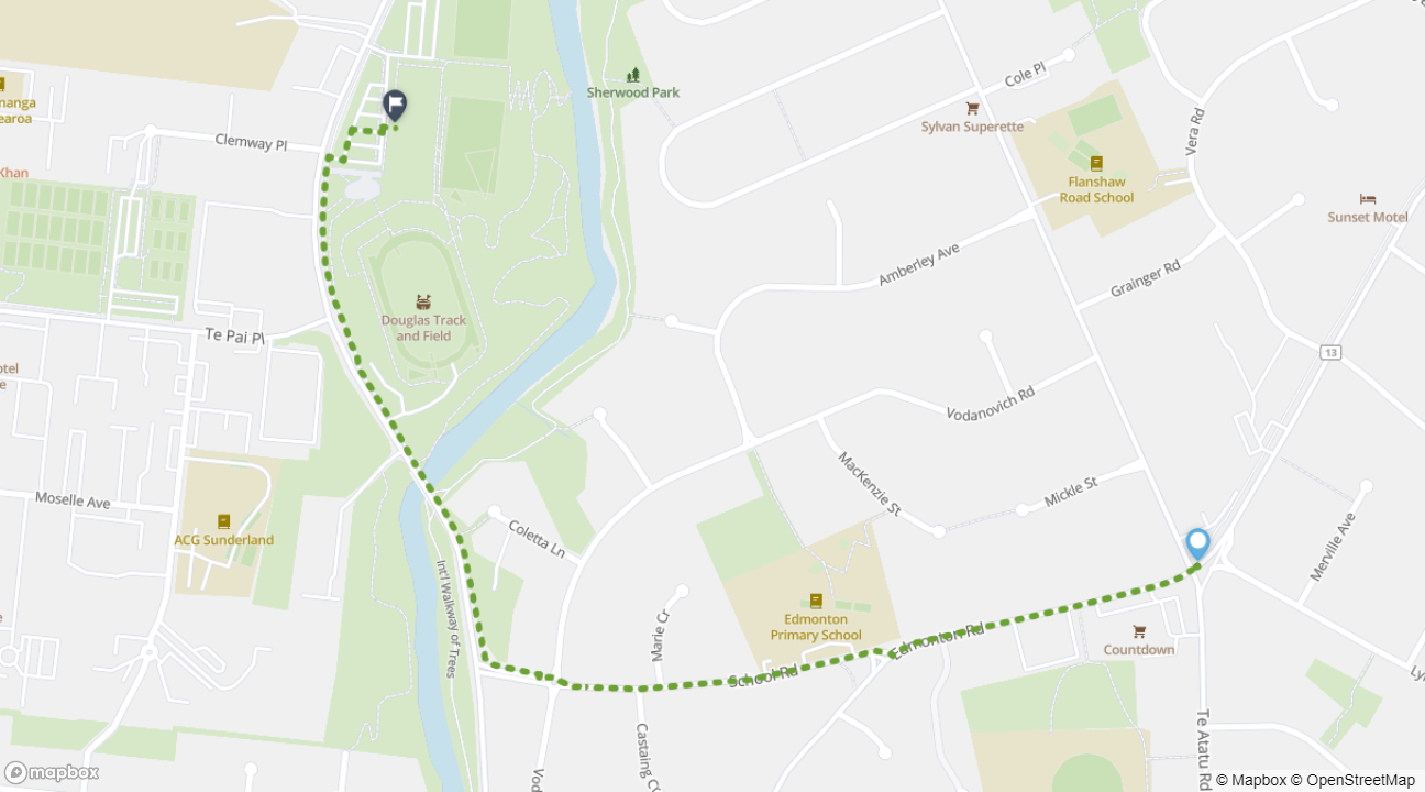 Te Atatu South to The Trusts Arena walking route map
