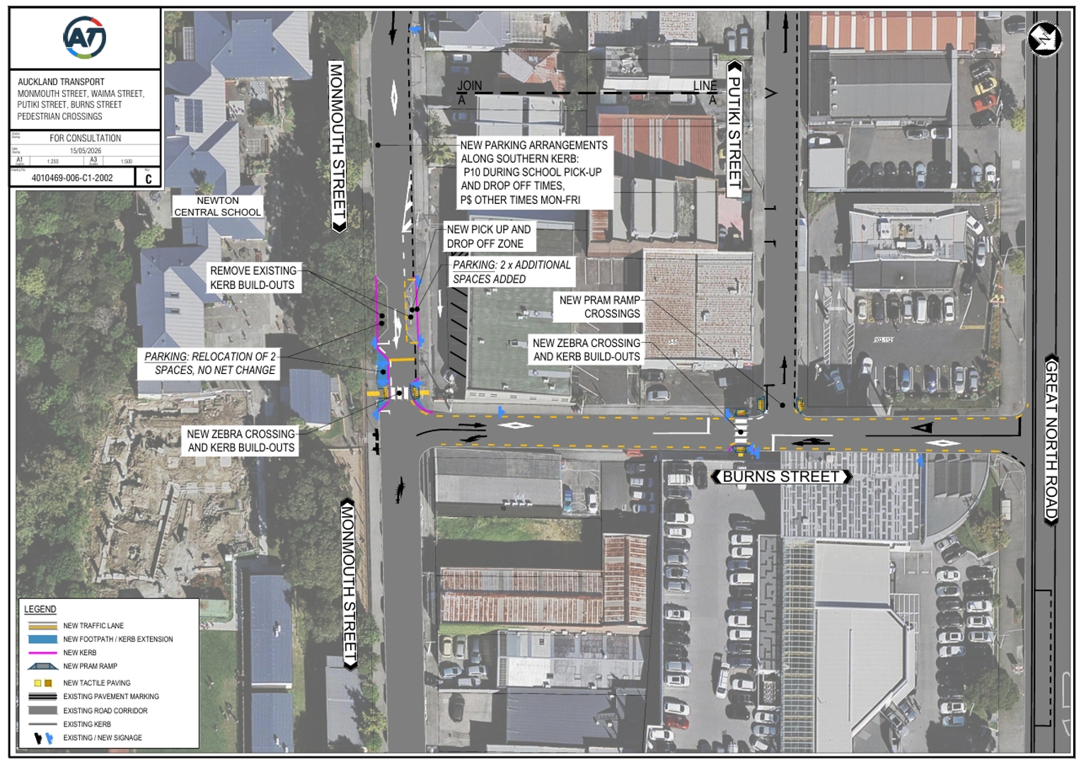 Map showing where works are planned on Monmouth Road.
