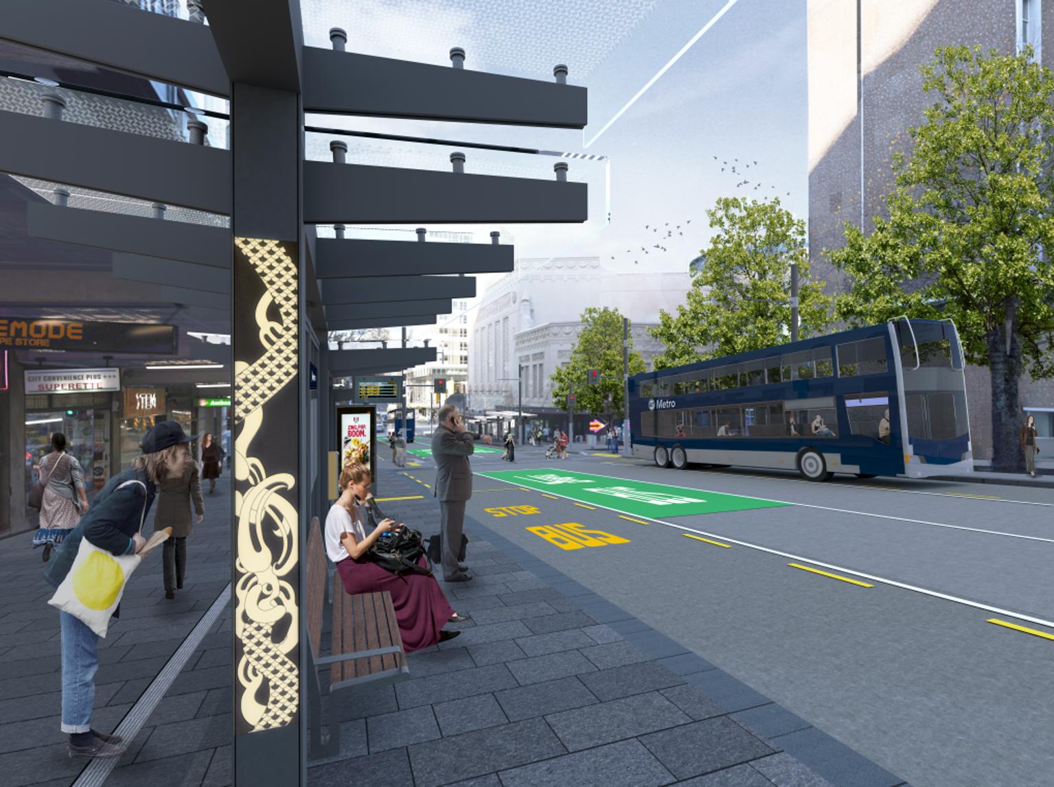 Artist's render of new Wellesley Street bus stands.