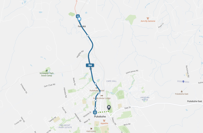 Route 394 Paerata to Navigation Homes Stadium