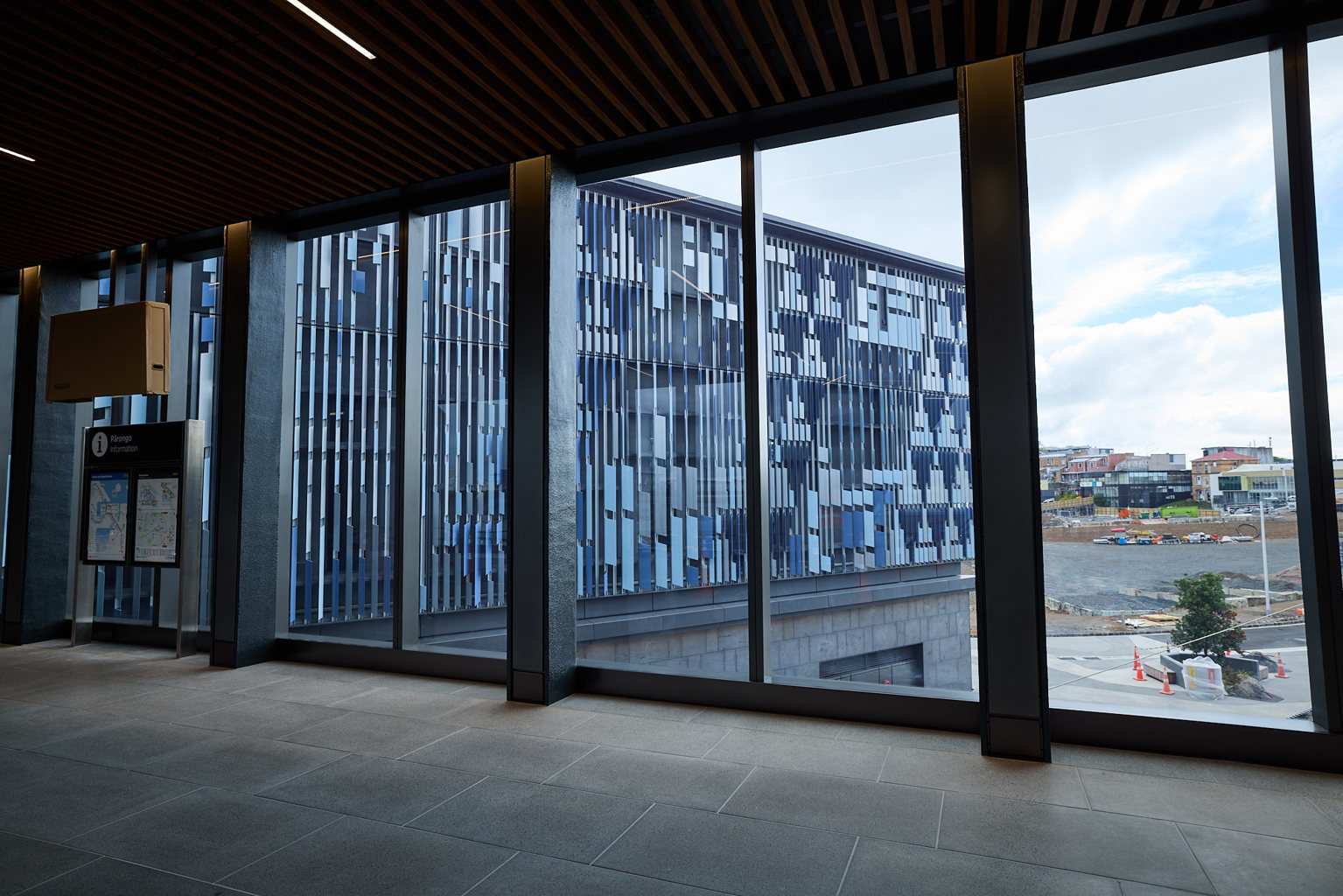 Maungawhau Station interior looking out a window.