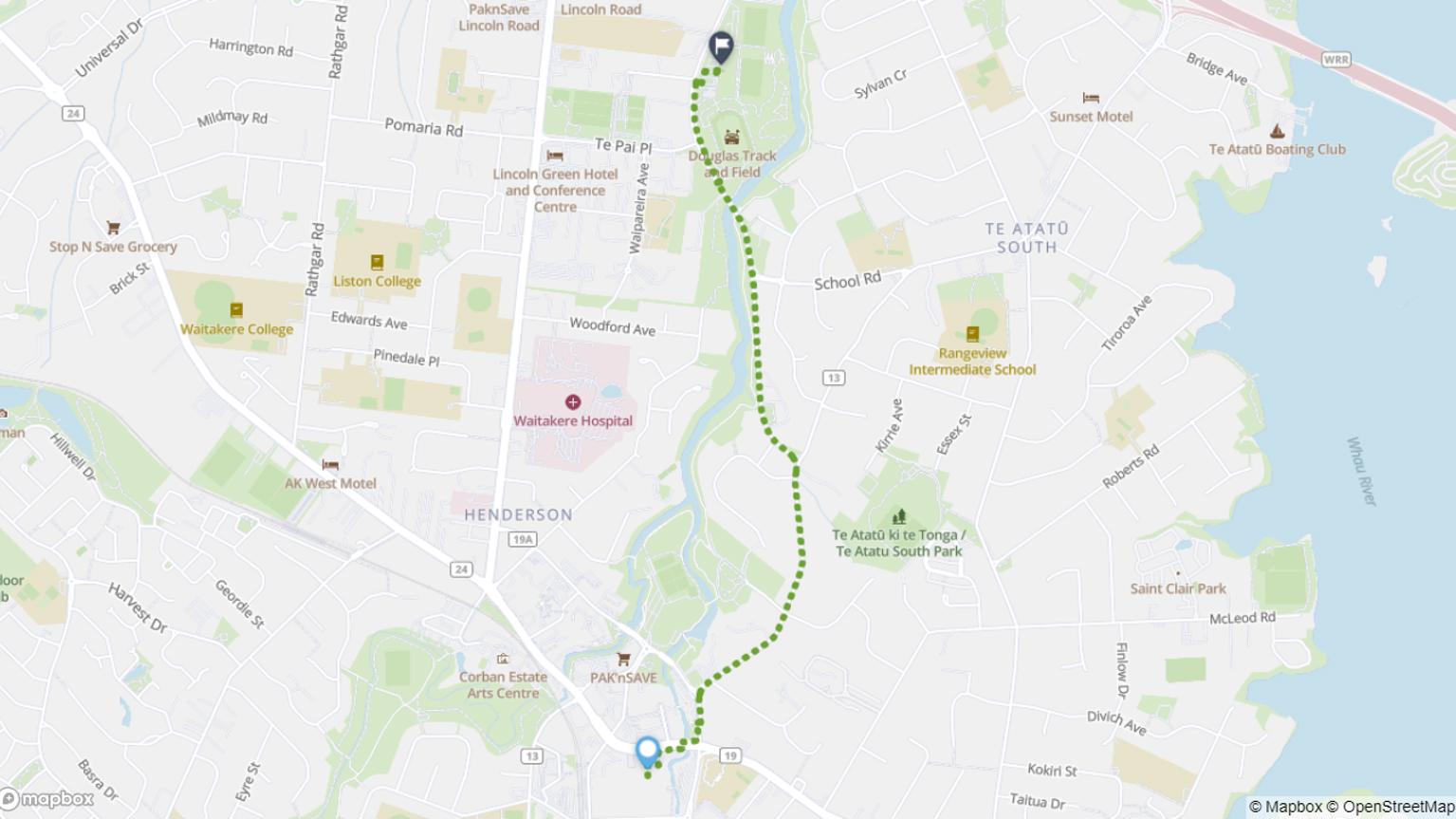 Henderson to The Trusts Arena walking route map