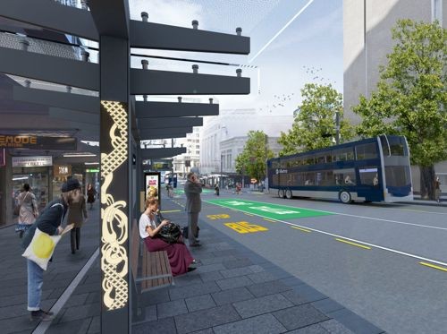 Artists render of a bus stop on Wellesley Street