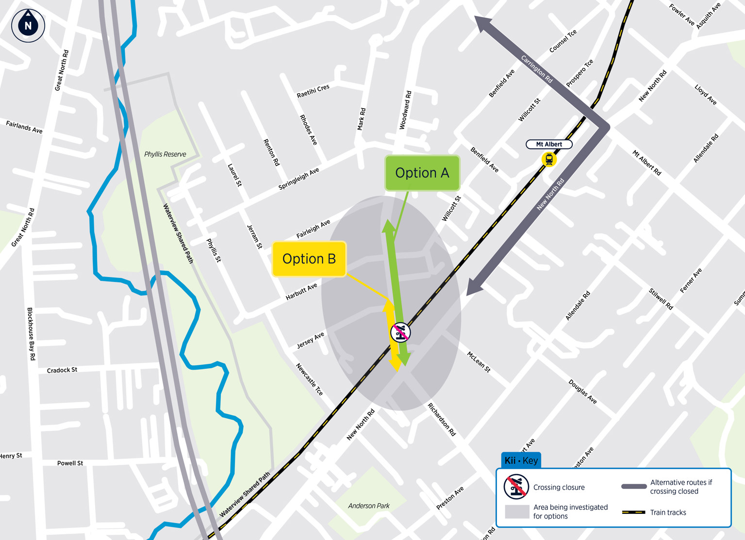Map showing options. 