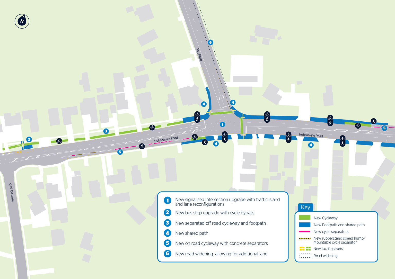 Map of the cycleway near Trig Road.