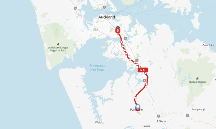 South Auckland to Go Media Stadium train journey