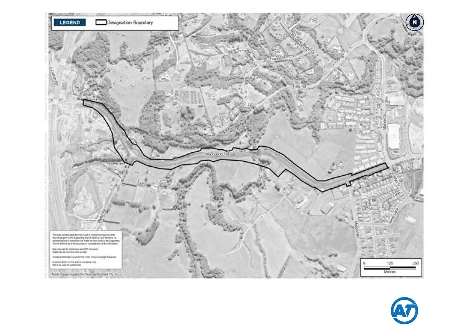 Aerial map showing the project corridor and boundary for this designation