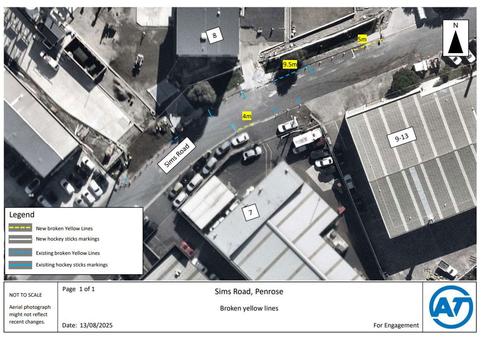 Detailed drawing of the proposed changes to Sims Road, Penrose.