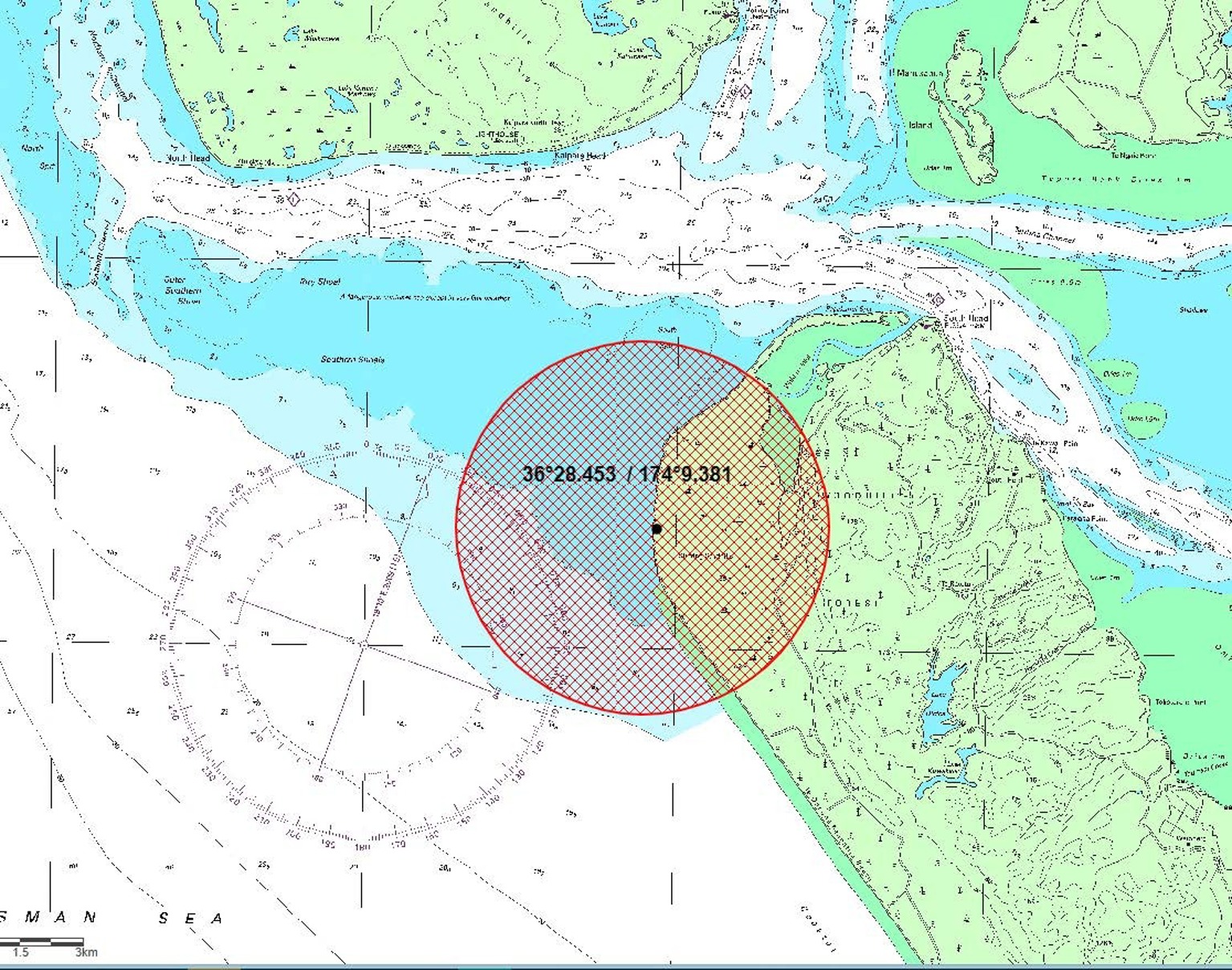 Map of the area where the New Zealand Defence Force will be conducting live explosive demolition activity. 