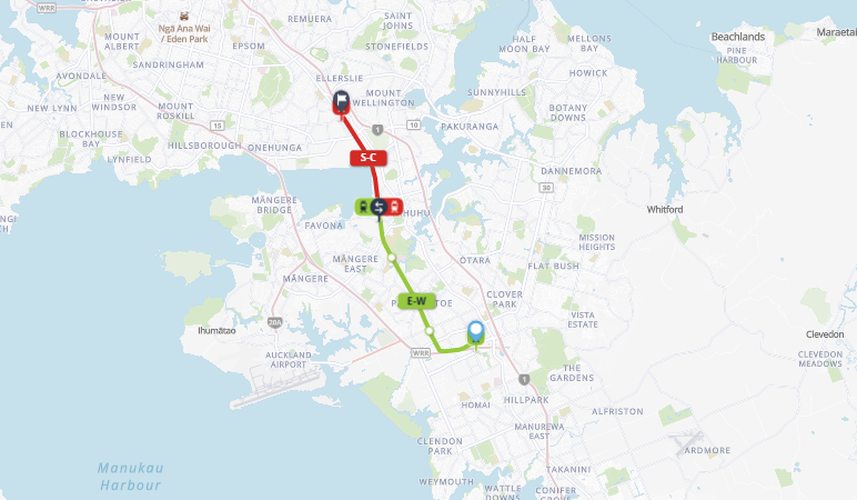 East Auckland to Go Media Stadium train journey